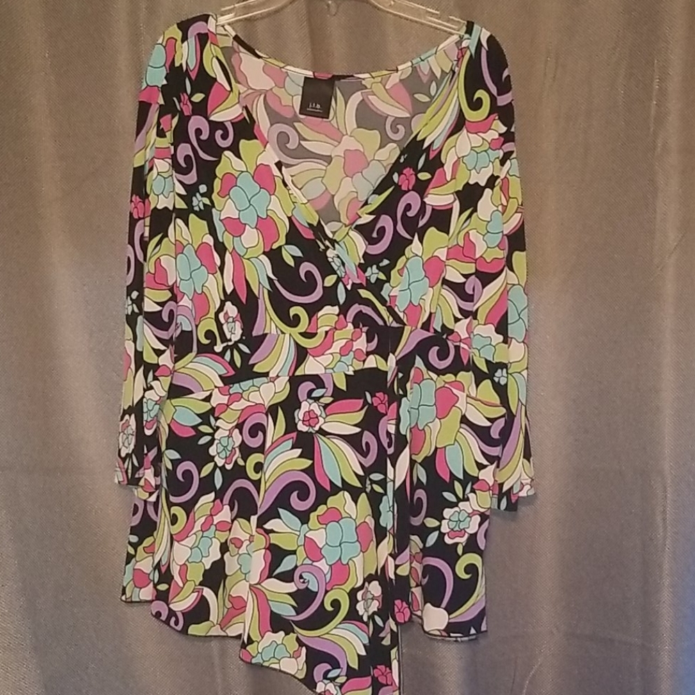 JTB Woman 2x Surplice Wrap Top Floral